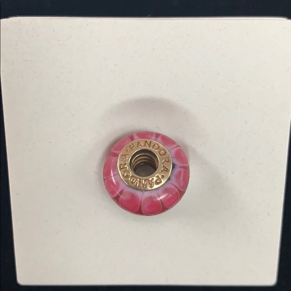PANDORA 14kt Gold Pink Lotus Murano